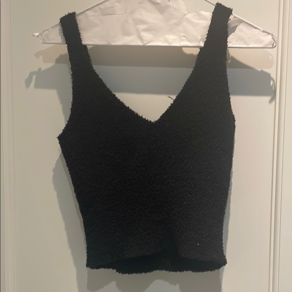 Design Lab Lord & Taylor Black Sherpa Like Tank Top🐑